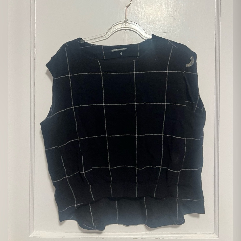 Nygardsanna Wool blend Windowpane Sleeveless lagenlook top Size M $295
